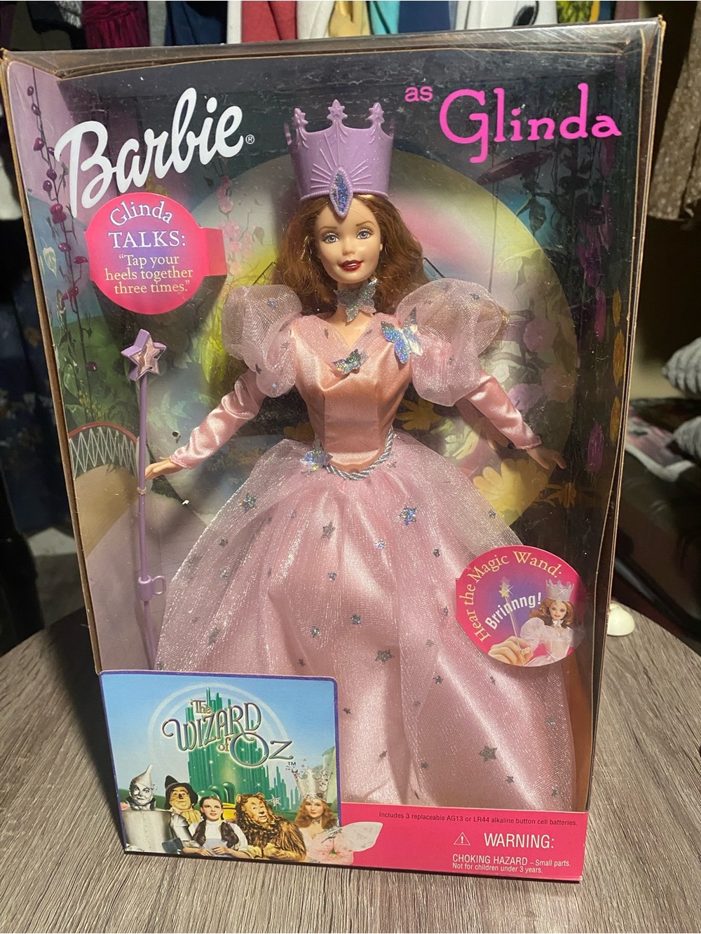 This doll is a 1999 Mattel talking Barbie as Glenda from the Wizard of Oz